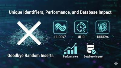 Goodbye Random Inserts: UUIDv7 vs ULID vs UUIDv4 — Unique Identifiers, Performance, and Database Impact featured image
