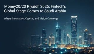 Riyadh skyline at night with the Money20/20 Riyadh 2025 title — fintech’s global stage comes to Saudi Arabia